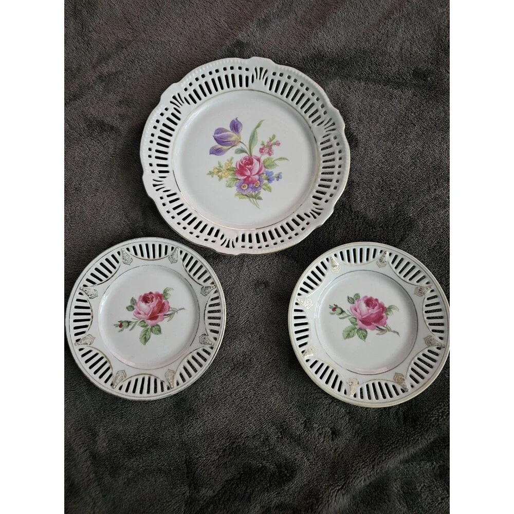 Vtg Schwarzenhammer Bavaria Germany Lattice Floral 6 3/4